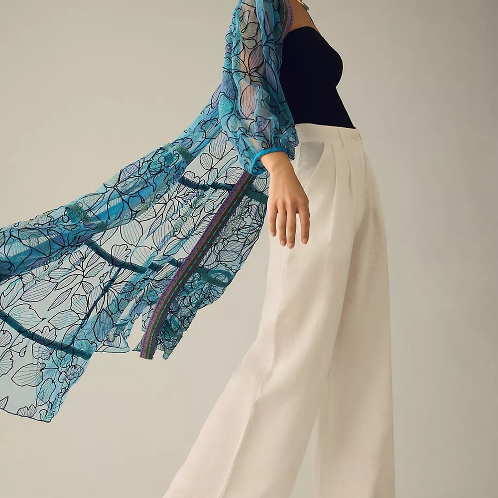 Anthropologie Bl-Nk tulle duster kimono jacket, BNWT - Picture 4 of 11